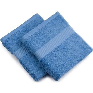 Gözze, lot de 2 serviettes de toilette à rayures bleu marine, 50x100 cm , 100% coton, excellente qualité 550 g/m², moelleux et utra doux Standard 100