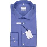 Seidensticker - Blauw Effen - Overhemd - 100% Katoen - Kent Kraag