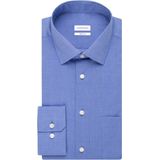 Seidensticker - Blauw Effen - Overhemd - 100% Katoen - Kent Kraag