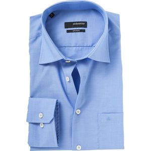 Seidensticker - Regular Fit Overhemd - Blauw Fil A Fil - Strijkvrij - 100% Katoen