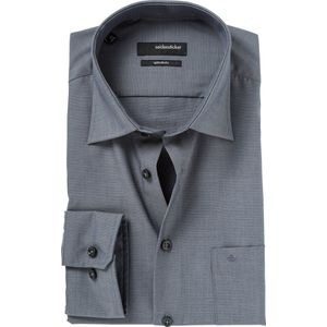 Seidensticker - Regular Fit Overhemd - Grijs Fil a Fil - Strijkvrij - 100% Katoen