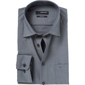 Seidensticker - Regular Fit Overhemd - Grijs Fil a Fil - 100% Katoen