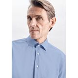 Seidensticker - Blauw Effen Overhemd - 100% Katoen - Kent Kraag - Lange Mouwen