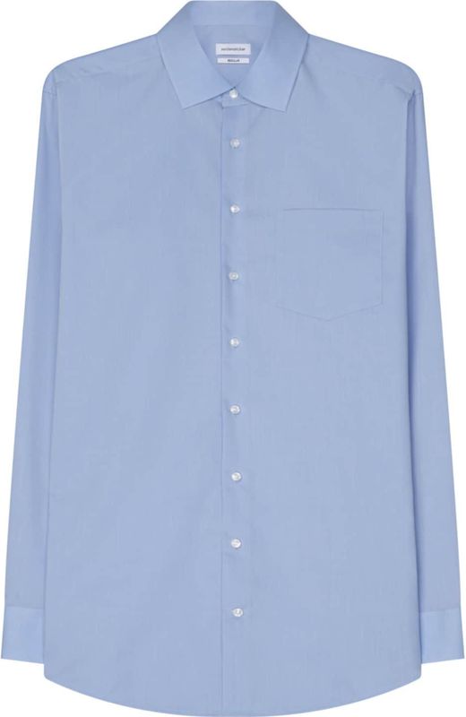 Seidensticker - Blauw Effen Overhemd - 100% Katoen - Kent Kraag - Lange Mouwen