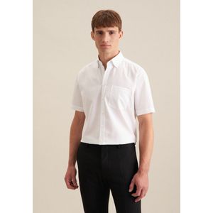 Seidensticker regular fit overhemd - korte mouw met button-down kraag - wit - Strijkvrij - Boordmaat: 40