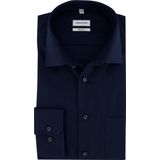 Seidensticker - Regular Fit Overhemd - Donkerblauw - Strijkvrij - 100% Katoen