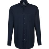 Seidensticker - Regular Fit Overhemd - Donkerblauw - Strijkvrij - 100% Katoen