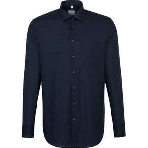 Seidensticker - Regular Fit Overhemd - Donkerblauw - Strijkvrij - 100% Katoen