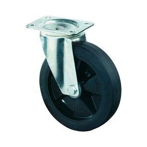 Lenkrolle mit Anschraubplatte Elastik-Vollgummi schwarz Rollenlager 160 mm 250 kg - L400.B60.160 - Bs Rollen