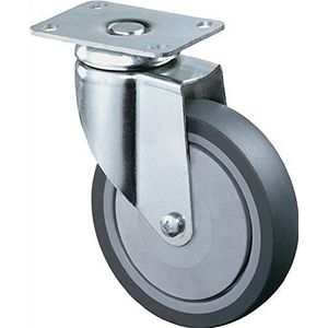 Bs Rollen - Lenkrolle mit Anschraubplatte Gummi schwer Kugellager 100 mm 80 kg - C100.A85.100