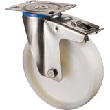 Lenkrolle m. Fst. Edelst.Rad-d 100mm 120KG Tragf.