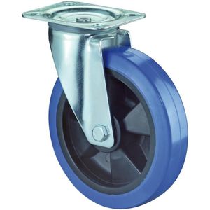 BS Rollen Lenkrolle mit Anschraubplatte Elastik-Vollgummi blau Rollenlager 200 mm 300 kg - L400.B61.200