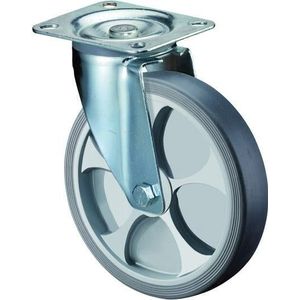 Lenkrolle mit Anschraubplatte thermoplastisches Gummi Rollenlager 100 mm 110 kg - L400.B44.101 - Bs Rollen