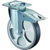 BS Rollen Lenkrolle mit Totalfeststeller und Anschraubplatte thermoplastisches Gummi Rollenlager 200 mm 220 kg - L420.B44.201