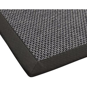 Vloermeester BM939Fb04 tapijt sisal-look vlak geweven modern met boordloper keukentapijt, polypropyleen, antraciet grijs/donkergrijs, 60 x 110 cm modern 80x150 Antraciet donkergrijs.