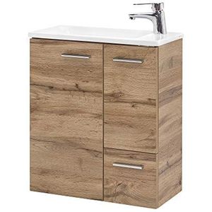 BODENMEISTER Wastafelonderkast met wastafel 50cm breed eiken landhuis decor bruin zonder armaturen, houtmateriaal, 50 cm