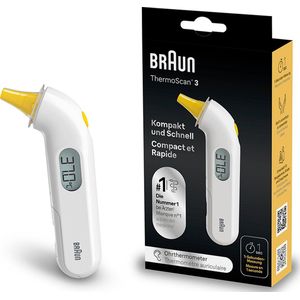 Braun ThermoScan 3 oorthermometer (professionele precisie, eenvoudig, koorts geluidsindicator, hygiënisch, snel, alle gezinsleden; pasgeborenen) IRT3030