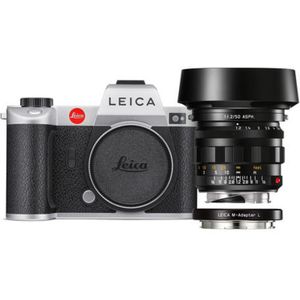 Leica SL2 systeemcamera Zilver + Noctilux-M 50mm f/1.2 ASPH + M-Adapter L