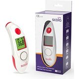 scala SC 8360 NFC Top Speed Night digitale infrarood voorhoofdthermometer met optisch en akoestisch koortsalarm, gegevensgeheugen via NFC-verbinding en app, wit/rood