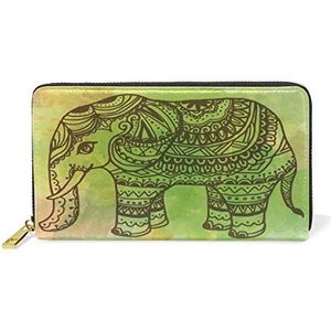 Aquarel olifant portemonnee echt lederen rits munt telefoon portemonnee koppeling voor vrouwen