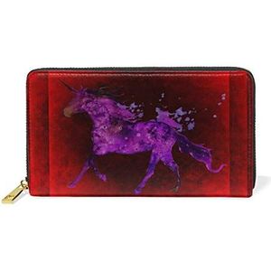 Paars paard rode portemonnee echt lederen rits munt telefoon portemonnee clutch voor vrouwen