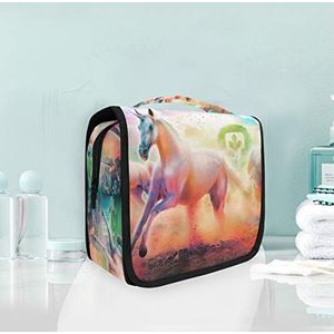 Hangende opvouwbare toilettas kleurrijke paardenkunst make-up reisorganisator tassen tas voor vrouwen meisjes badkamer