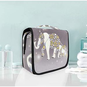 Hangende opvouwbare toilettas grijze olifant kunst make-up reizen organizer tassen tas voor vrouwen meisjes badkamer