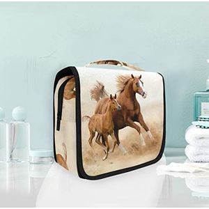 Opknoping Opvouwbare Toilettas Cosmetische Tas Running Paard Make-up Travel Organizer Tassen Case voor Vrouwen Meisjes Badkamer