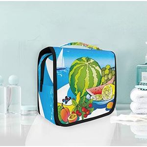 Hangende opvouwbare toilettas kunst zomer fruit make-up reizen organizer tassen tas voor vrouwen meisjes badkamer