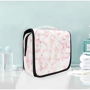 Hangende opvouwbare toilettas roze kunst marmer make-up reizen organizer tassen tas voor vrouwen meisjes badkamer