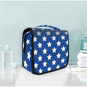 Hangende opvouwbare toilettas blauw wit ster make-up reisorganizer tassen tas voor vrouwen meisjes badkamer