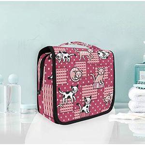 Hangende opvouwbare toilettas schattige rode kat make-up reisorganisator tassen tas voor vrouwen meisjes badkamer