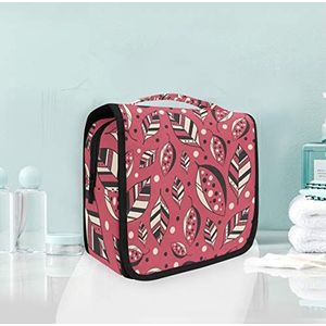 Hangende opvouwbare toilettas Rood Blad Make-up Reizen Organizer Tassen Case voor Vrouwen Meisjes Badkamer