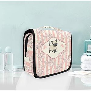 Opknoping opvouwbare toilettas kat bloem roze make-up reizen organizer tassen tas voor vrouwen meisjes badkamer