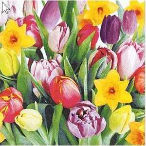 20 servetten tulpen lente tulpenboeket 33 x 33 cm