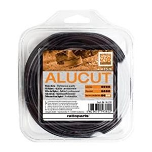 Ratioparts nylondraad 2,4 mm aluminium cut 15 m trimmerdraad 4-kant maaidraad, zwart