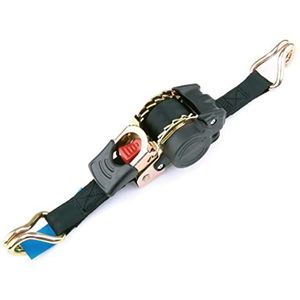 Automatische spanband. 1,8 m x 25 mm. J-haak Capaciteit 250 kg.