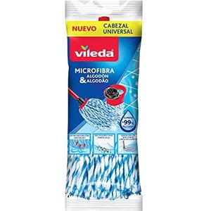 Vileda Microvezel en katoenen dweilmop navulverpakking voor harde vloeren blauw wit