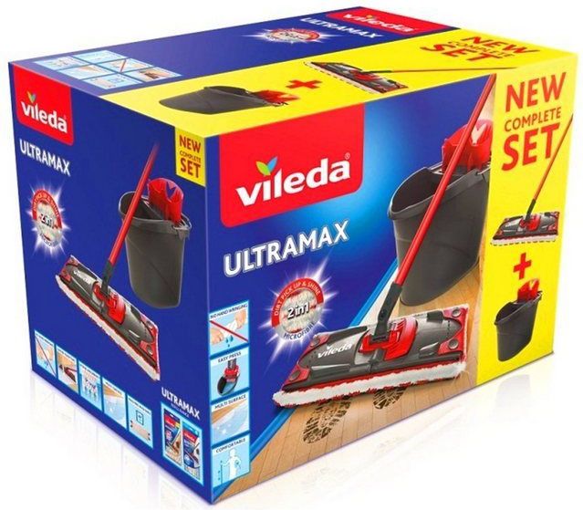 Vileda UltraMax Power 2in1 Complete set - Vlakke microvezelmop+emmer met pers