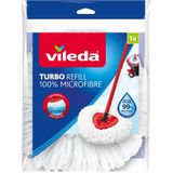 Vileda Vervanging Turbo Classic 100% microfibre, 1 per verpakking, geschikt voor alle centrifugesystemen van Vileda, voor harde vloeren,Verwijdert meer dan 99% van de bacteriën met water alleen