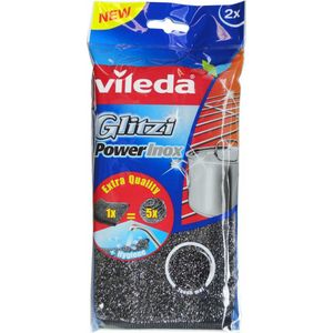 Vileda Glitzi Power Metalen Spons, 2 Stuk, 11.5 x 2 x 24.5