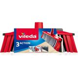 Vileda 3Action Bezem - combinatie van 3 borstelharen - voor stof, grof vuil en haren en voor hoeken