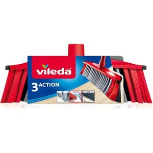 Vileda 3Action Bezem - combinatie van 3 borstelharen - voor stof, grof vuil en haren en voor hoeken