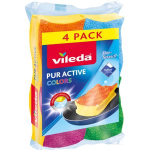 Vileda Colors Schuursponzen - 4 per verpakking