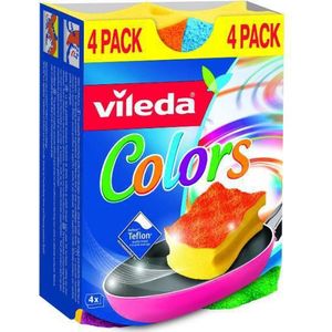 Vileda Colors Schuursponzen - 4 per verpakking