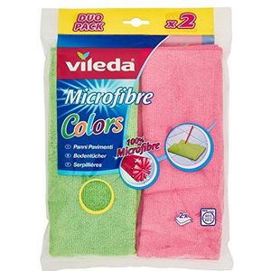 Vileda Colors housewares, 80% polyester, 20% polyamide, groen/roze, 2 x 27 x 30 cm, 2 stuks