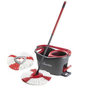 Vileda - Turbo Microvezel Mop en Emmer Set - Wit - Microvezel - Inclusief 2-in-1 Dweilkop