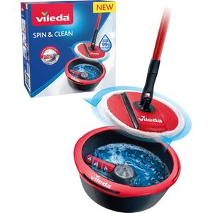 Vileda Spin&Clean - Mopset - Altijd schoon pad - Plooibare kop in microvezels 2in1