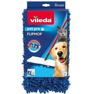 Vileda Flip Mop vervanging-reinigt en verheldert alle soorten vloeren, plastic katoen, wit en blauw