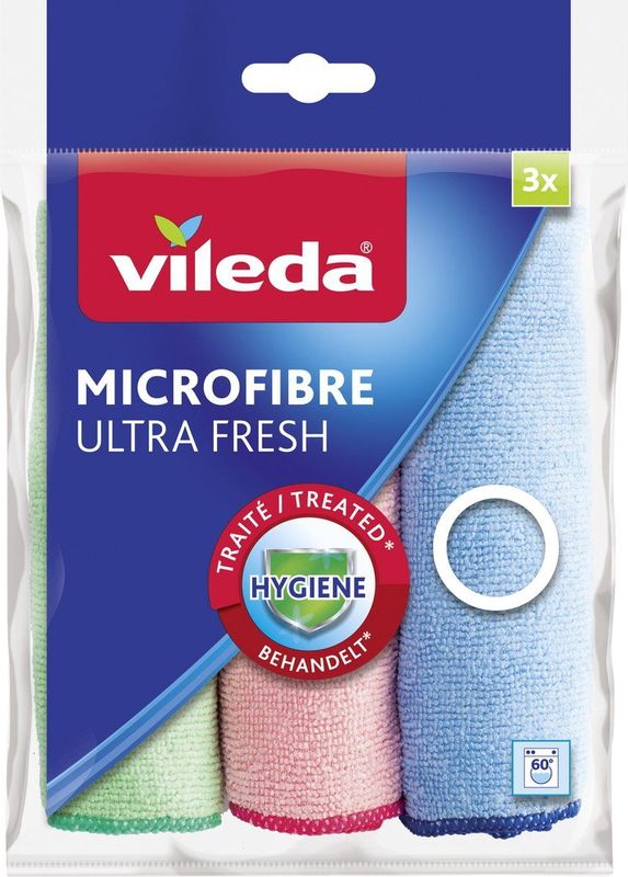 Vileda Ultra Fresh Microvezeldoeken - Set van 3 - 100% microvezels - Met antibacteriële behandeling